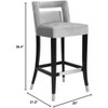 UNISOAR Modern Counter Height Bar Chair Set of 2 Velvet Bar Stools with Armrest Vintage Bar Chairs for Home and Kitchen, Grey - 4 of 4