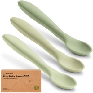 3-Pack Prep Baby Spoons, Silicone Baby Utensils for Self Feeding 6-24 Months, All Stages Baby Feeding Set, BLW Toddler Spoons - 1 of 4