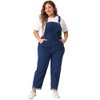 Agnes Orinda Women's Plus Size Adjustable Strap Cross Back Denim Jumpsuits - 3 of 4