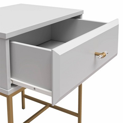 Effie Gray 1-Drawer Nightstand with Gold Accents