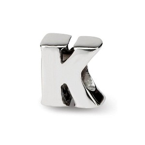 Black Bow Jewelry Sterling Silver Letter K Polished Bead Charm, 10mm - 1 of 3