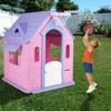 Kids Cottage Playhouse with Magnetic Dartboard, Basketball Hoop, Ring Toss & Soccer Goal – Indoor & Outdoor Playhouse - 3 of 4