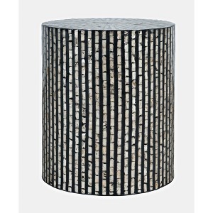 Jofran,Global Archive Small Terrazzo Handcrafted Capiz Shell Accent Table- Black Color - 1 of 4