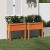 vidaXL Garden Planters with Legs - Wax Brown Solid Pine Wood, 27.6"x12.2"x27.6", Set of 2 - 3 of 4