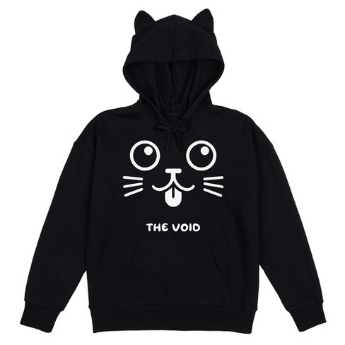 The Void Big Cat Face Women s Black Long Sleeve Cosplay Hoodie With 3d Ears Target