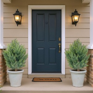 Set of 2 Artificial Cypress Shrub Ball Trees with Ground Spikes for Front Porch Garden Indoor Outdoor - 1 of 4