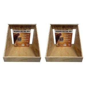 Farm Innovators Single Compartment Versatile Hand Crafted Fully Assembled Wood Nesting Box Coop Ideal for Chicken, Ducks, and Birds, 2 Pack, Brown - 1 of 4