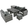 CAVINAS Outdoor 6-Piece Patio Outdoor Seating Sets, Garden Patio Set with Adjustable Seat, Removable Covers and Tempered Glass Top Table, Gray - 3 of 4