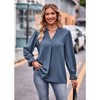 Coolmee Women's Boho Long Sleeve Shirts Dressy Casual V Neck Fall Fashion Flowy Blouses - 3 of 4