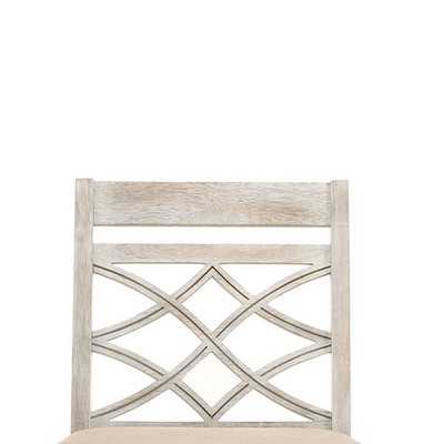 Cillin Antique White Upholstered Cross Back Side Chair Set