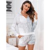 Clearlove Women Pajamas Lounge Sets Two Piece Outfit Long Sleeve Shirt And Shorts With Pockets - 2 of 4