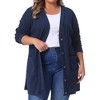 Women's Plus Size V-Neck Long Sleeve Pocket Ribbed Knit Loose Button Up Casual Cardigan - Agnes Orinda - 2 of 4
