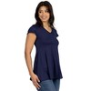 24seven Comfort Apparel Womens Short Sleeve Loose Fit Tunic Top with V Neck - 2 of 3