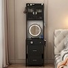 Small Vanity Desk with Mirror and LED Lights, Makeup Table with Storage Shelves for Small Space, Mini Corner Vanity Set with Hidden Storage Stool - 4 of 4