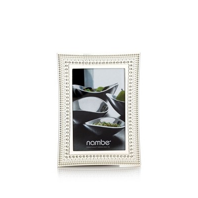 Elegant Beaded Silver 4" x 6" Picture Frame with Glass Protector