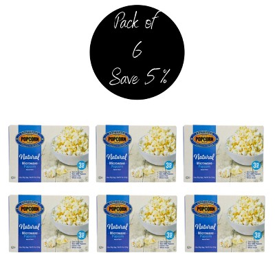 Preferred Popcorn 3 oz Natural Flavored Microwave Popcorn - Pack of 6 Boxes of 3