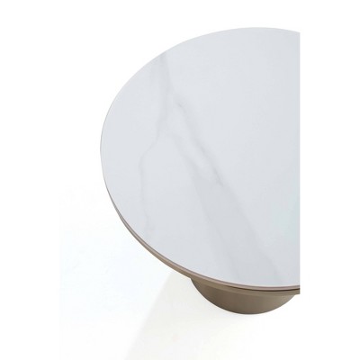 Round White Stone Top Gold Metal Accent Table