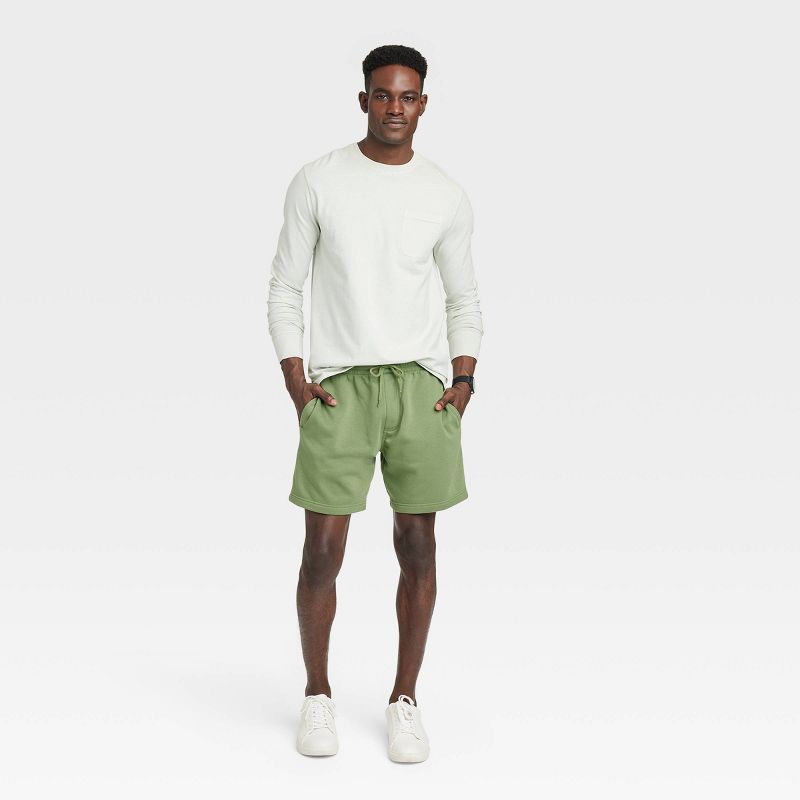 Men's 7" Ultra Soft Fleece Pull-On Shorts - Goodfellow & Co™ Green, 4 of 5