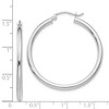 Black Bow Jewelry 2.5mm, 14k White Gold Classic Round Hoop Earrings, 35mm (1 3/8 Inch) - 3 of 4