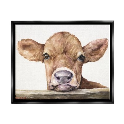Stupell Industries Cute Baby Cow Animal Watercolor Painting