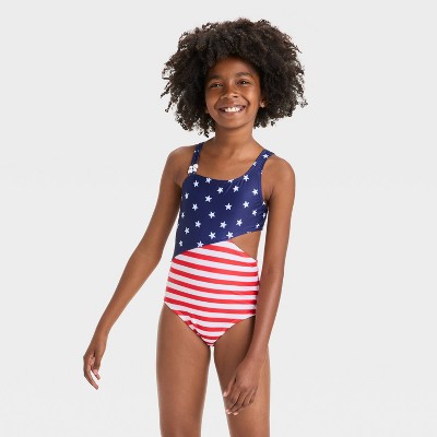 Girls' USA Flag Printed One Piece Swimsuit - Cat & Jack™