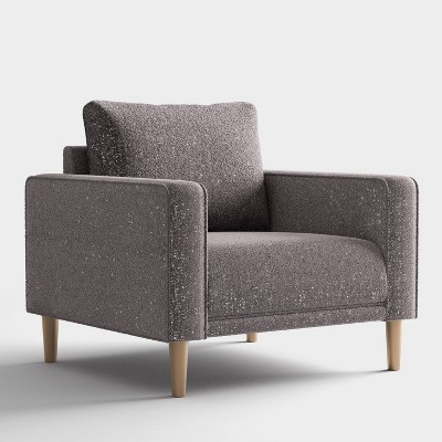 HOMES: Inside + Out Purebliss Modern Boucle Fabric Track Arm Accent Chair with Pocket Coil Cushions
