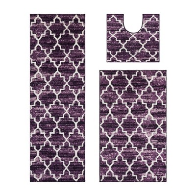 Savio Collection 100% Micro Polyester 3 Piece Bath Rug Set - Better Trends