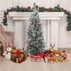 COZONY Flocked Artificial Christmas Tree, Slim Pre-Lit Snow Pine Xmas Tree with Metal Stand, Realistic Branches for Indoor Outdoor Holiday Home Decor - 4 of 4