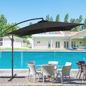 Sonkuki 8.2x8.2 FT Outdoor Hanging Umbrella Patio Offset W/t Cross Fade-resistant - 1 of 4