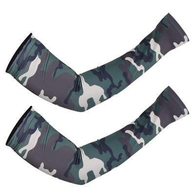 Unique Bargains Basketball Sports Camouflage Cooling Arm Elbow Compression Sleeve Drak Green 1 Pair