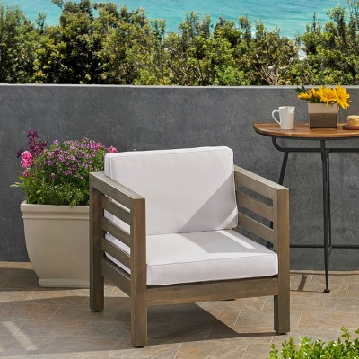 Modern Patio Arm Chair,High-quality Patio Chair With Acacia Wood Frame,Patio Chairs With Cushions -Maison Boucle