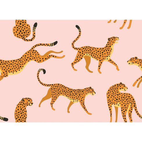 Peel and Stick Wallpaper Cheetah Pink, Animal Wallpaper for Walls