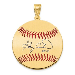 Black Bow Jewelry 14K Gold Plated Gary Carter Signature MD Enamel Baseball Pendant - 1 of 4