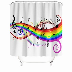 Rainbow Notes Shower Curtains for Bathroom Waterproof Fabric Bath Curtain Durable Soft Stylish Bathroom Decor 72x72 Inch - 1 of 1