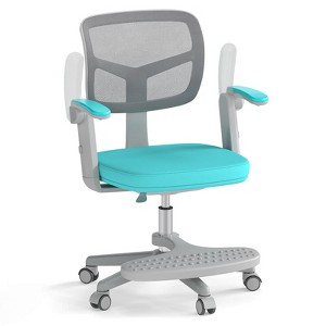Costway Kids Desk Chair Children Study Chair with Adjustable Height, Armrest & Footrest Purple/Pink/Green/Gray/Blue - 1 of 4