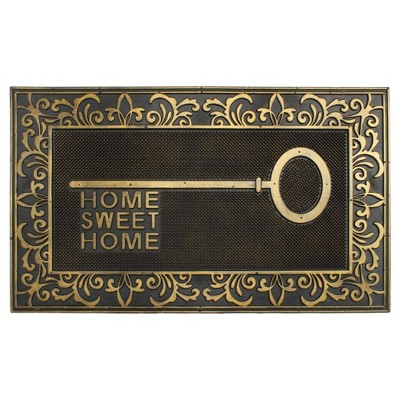 Raj 1'6" x 2'6" Molded Home Sweet Home Key Rubber Doormat Black/Gold
