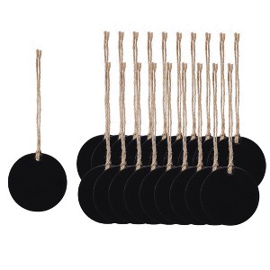 Unique Bargains Wood Mini Chalkboard Signs with Hang Rope Round DIY for Text Price Tags 20 Pcs - 1 of 4