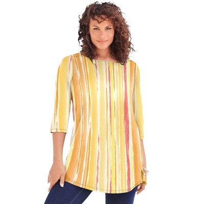 Roaman's Women's Plus Size Boatneck Ultimate Tunic With Side Slits