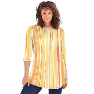 Roaman's Women's Plus Size Boatneck Ultimate Tunic With Side Slits - 1 of 4