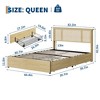 Bed Frame with Natural Rattan Headboard, Queen Size, 4 Storage Drawers, Wooden Slats, Boho-Style Cane Support, Metal Base - 2 of 4