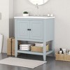Whisen Modern Bathroom Vanity with Ceramic Sink, Bathroom Vanity with Solid Wood Frame and Open Style Shelf - 2 of 4