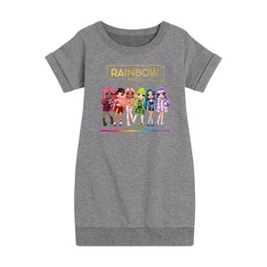 Girls' - Rainbow High - Toy Doll Lineup Graphic Short Sleeve Fleece Dress - 1 of 4