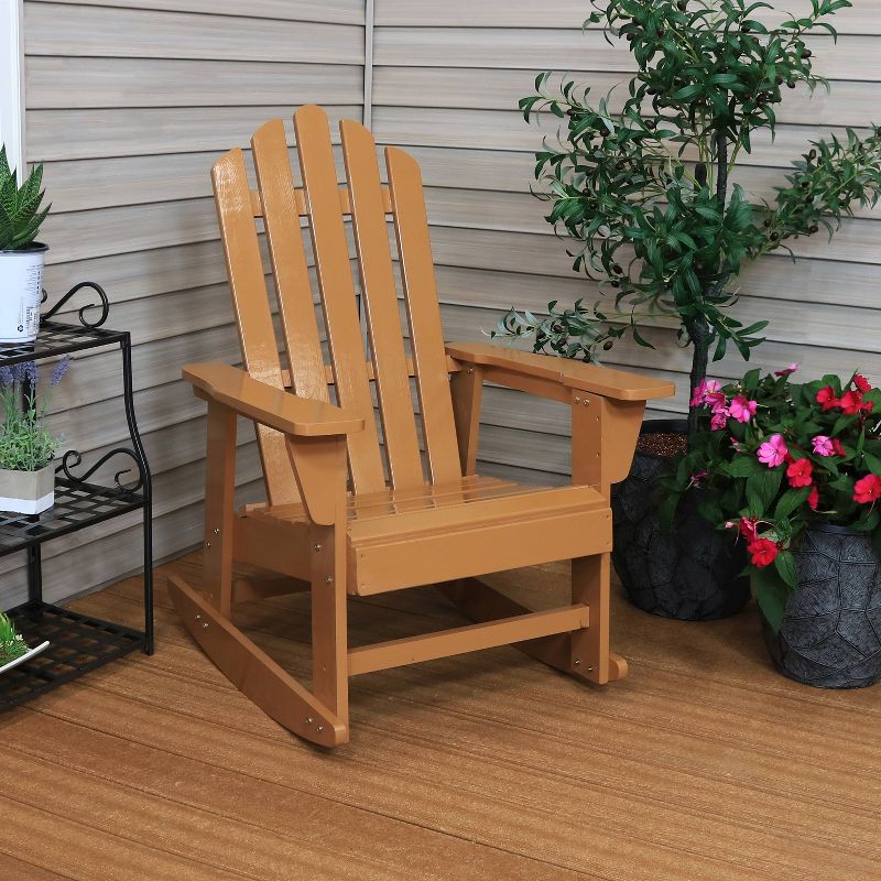 Sunnydaze Outdoor Natural Fir Wood with Cedar Finish Lounge Patio Adirondack Rocking Chair - Light Brown, 2 of 10