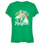 Junior's Peter Pan St. Patrick's Day Tinkerbell I Don't Need Luck I'm Magical T-Shirt