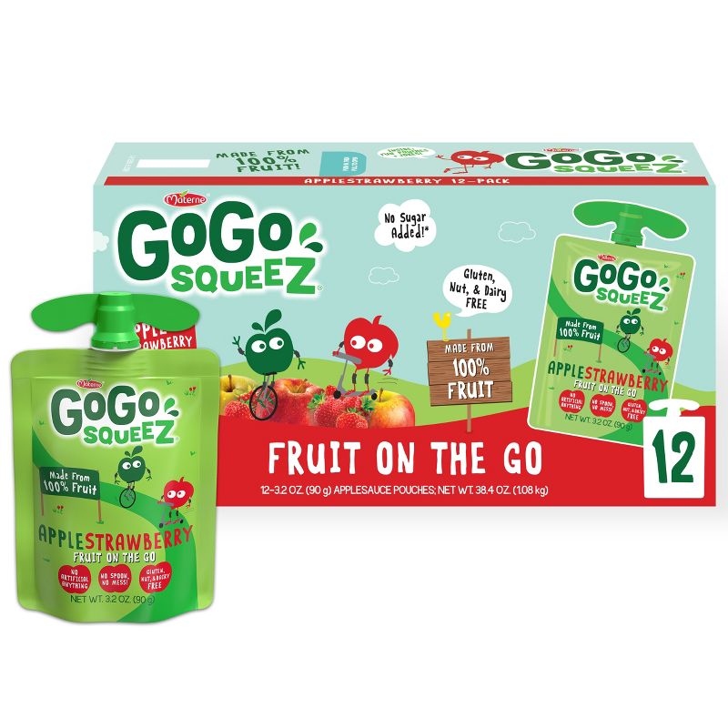GoGo squeeZ Applesauce, Apple Strawberry - 3.2oz/12ct, 1 of 7