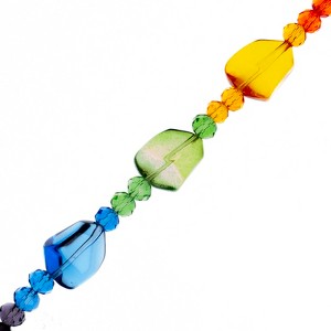 Crystal Lane DIY 12x16mm Glass Faceted Nuggets Rainbow Mix 7" Designer Bead Strand - 1 of 4