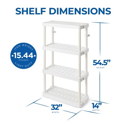 Adjustable White Resin 4-Tier Kids Storage Shelf, 32.4" L