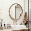 TopComfy Makeup Mirrors Round Decorative Wall Mirror Farmhouse Accent Mirror Wood Beaded Frame Mirror for Living Room, Beige, 34.65"*34.65"*3.35" - 3 of 4