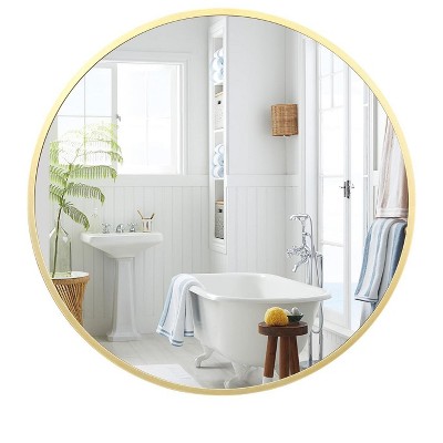 Gold Circle Mirror Metal Frame, Round Wall Mounted Mirror for Bathroom, Entryway, Vanity, Living Room, Bedroom Decor
