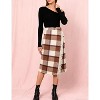 Women's Plaid Wool Midi Skirt - Fringed A-Line Wrap Style for Fall & Winter Brown - 2 of 4